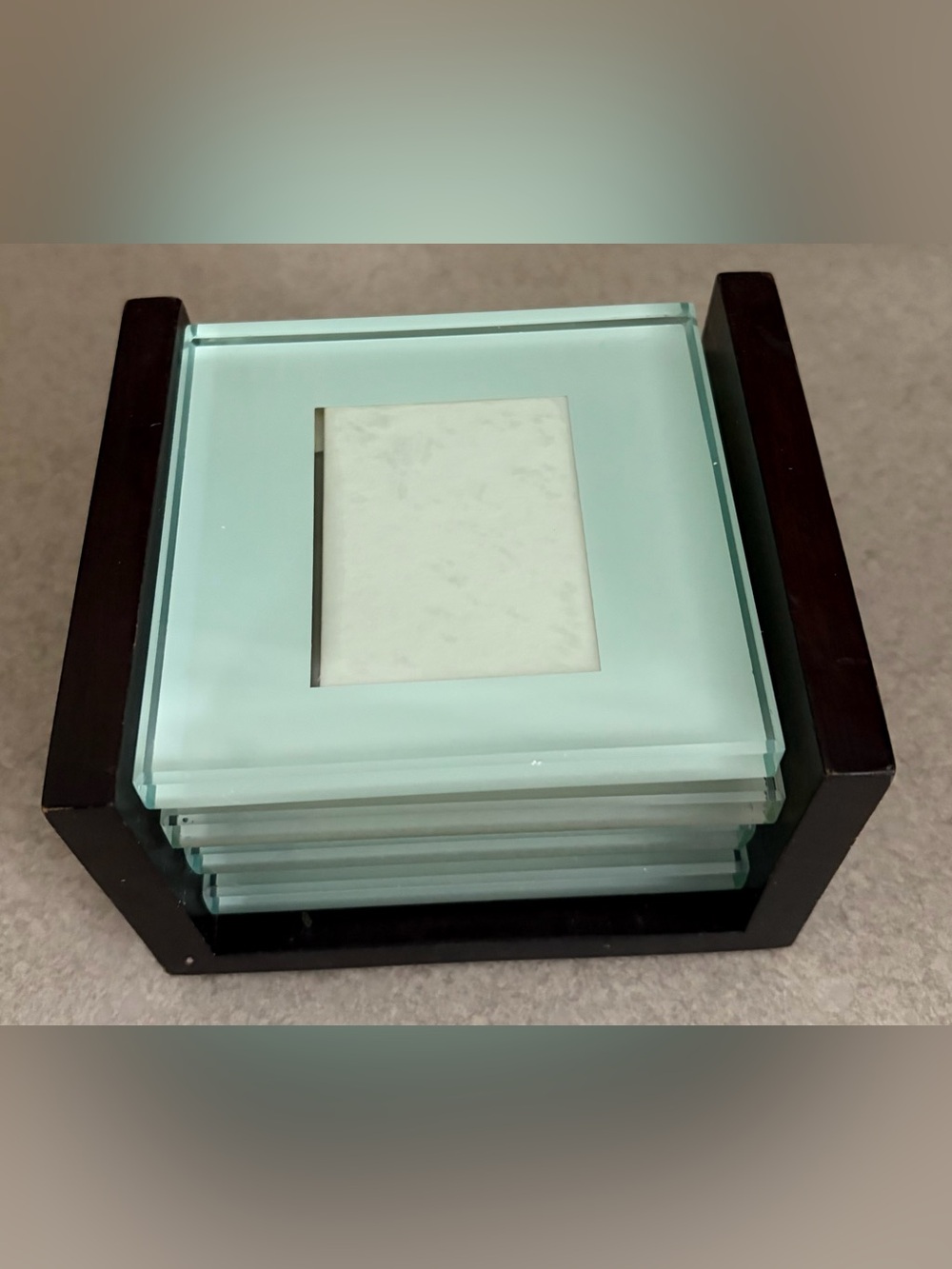 Crate&Barrel Glass Photo Coasters Set 4